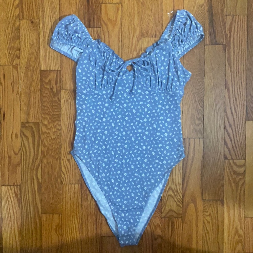 Wild Fable blue floral body suit